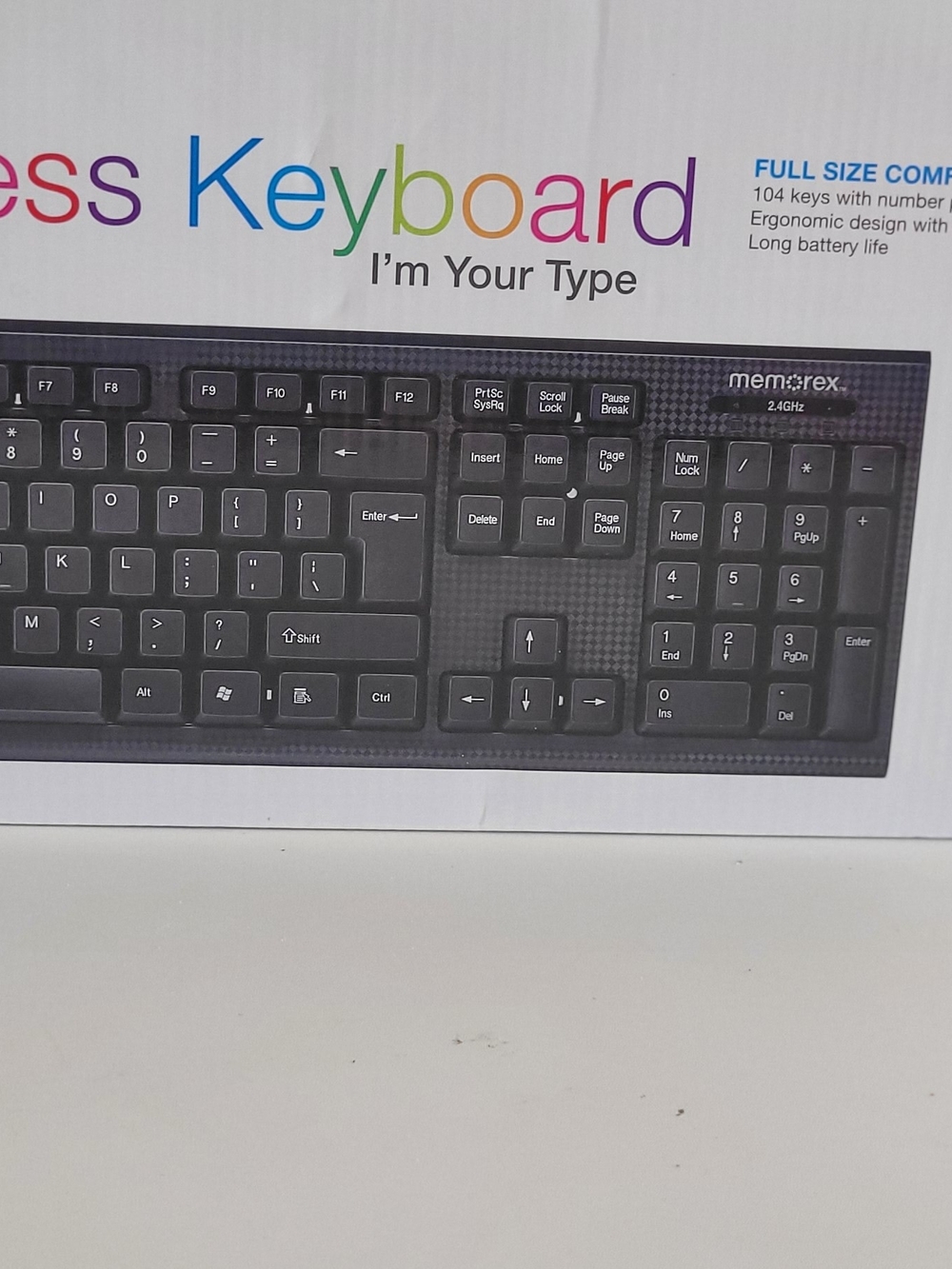 Memorex Wireless Full-Size Black Keyboard - 104-Key Layout
